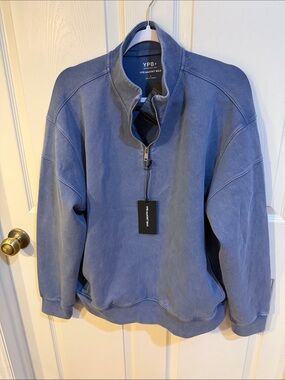 YPB Men's Blue Half-Zip Sweat Shirt Sz L.  New.